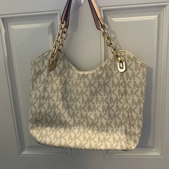 Michael Kors Beige Monogram Tote Bag - Picture 2 of 3